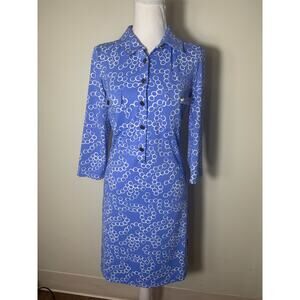 NWT Elizabeth McKay Blue and White Alexia Dress Sz S